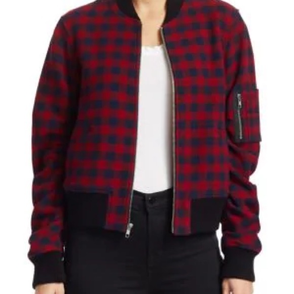 Andrew Gingham Wool Bomber Jacket In Multi Pattern - Picture 2 of 12